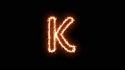 Fire Effect Text Flames Alphabets K Isolated on Black Background Stock Footage 171863930