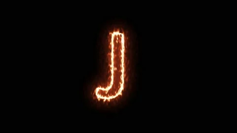 Fire Effect Text Flames Alphabets J Isolated on Black Background Stock Footage 171863931