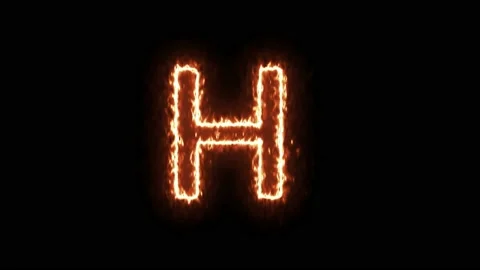 Fire Effect Text Flames Alphabets H Isolated on Black Background Stock Footage 171863971