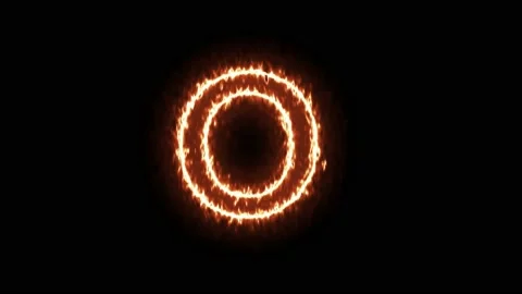 Fire Effect Text Flames Alphabets O Isolated on Black Background Stock Footage 171864034