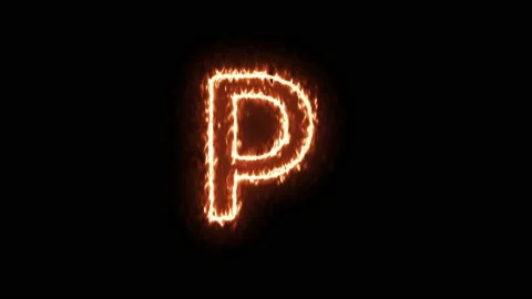 Fire Effect Text Flames Alphabets P Isolated on Black Background Stock Footage 171864118
