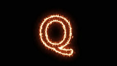 Fire Effect Text Flames Alphabets Q Isolated on Black Background Stock Footage 171864151
