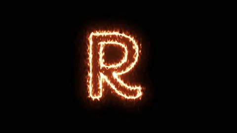 Fire Effect Text Flames Alphabets R Isolated on Black Background Stock Footage 171864182