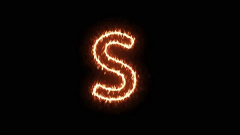 Fire Effect Text Flames Alphabets S Isolated on Black Background Stock Footage 171864219