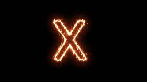 Fire Effect Text Flames Alphabets X Isolated on Black Background Stock Footage 171864445