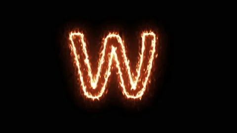 Fire Effect Text Flames Alphabets W Isolated on Black Background Stock Footage 171864450