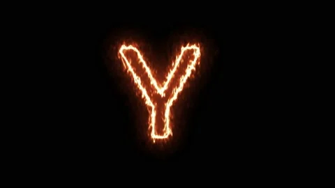 Fire Effect Text Flames Alphabets Y Isolated on Black Background Stock Footage 171864472