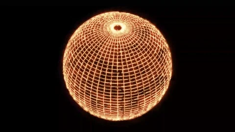 Fire Effect on Wire Mesh Sphere on Green Screen Stock Footage 320470123