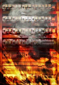 Fire on electric board Stock Photos