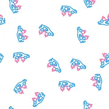 Fire electric car vector seamless pattern Stockillustratie