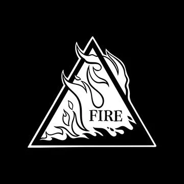 Fire element  Triangle with flame and text "FIRE" Stock Illustration