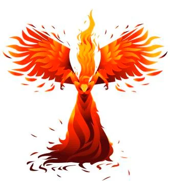 Fire elemental fantasy winged creature Stock Illustration