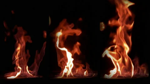 Fire Elements on black background, Vidéo 92354046