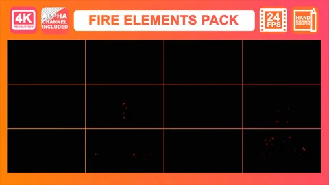 Fire Elements Motion Graphics Pack Stock Footage 93392240