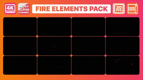 Fire Elements Pack Stock Footage 130713589