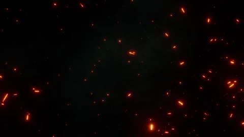 Fire ember particles flying in dark background loop animated Video stock 327654047