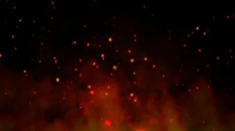 Fire ember particles over black black background Foto stock