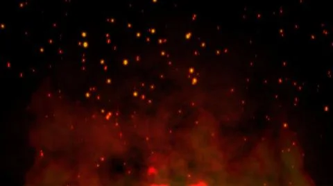 Fire ember particles over black black background Fotos Stock