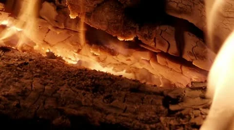 Fire Embers Burning. Side View Stock Footage 10700076