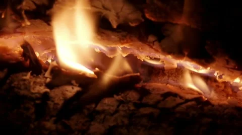 Fire Embers Logs Stock Footage 10700100