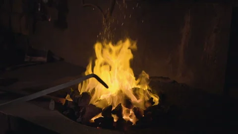 Fire with embers in a smithy Stock Footage 103861688