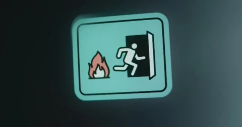 Fire emergency exist sign as part of eva... | Stock Video | Pond5