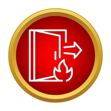 Fire emergency exit door warning sign pictogram Stock Illustration