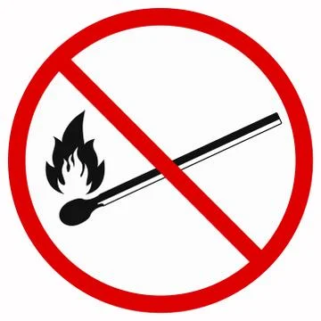 Fire emergency icon - no open fire sign isolated on white background. Illustrazione stock