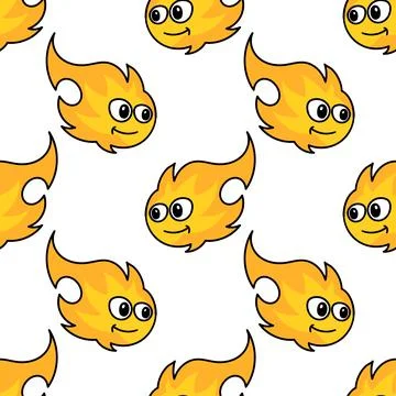 Fire emoticon pattern seamless textile print. repeat pattern background desig Stock Illustration