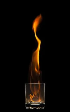 Fire in an empty glass Stock Photos