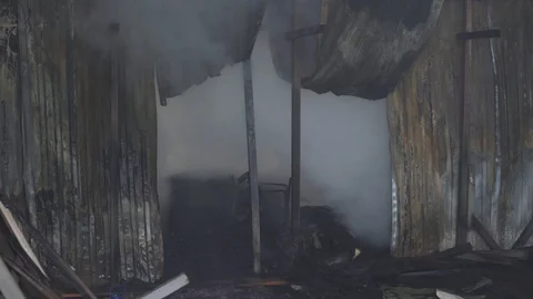 Fire Ending. flame in the building 스톡 동영상 87609695