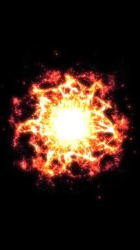 Fire Energy Plasma Sphere Shockwave Abstract Black Background Stock-Illustration