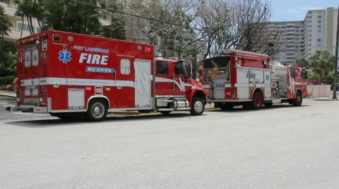 Fire Engine and Ambulance Stock Footage 705055