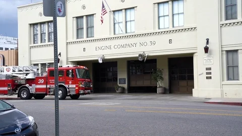 Fire Engine approaches the station. Fire... | Stock Video | Pond5