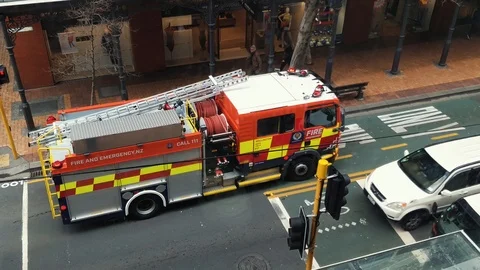 Fire engine arrives on scene of possible... | Stock Video | Pond5