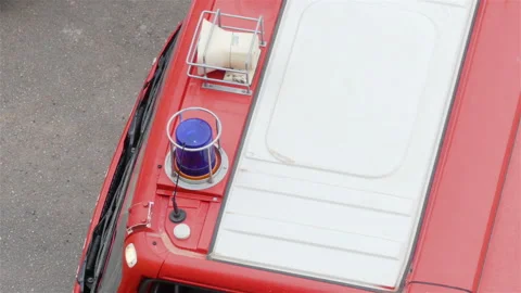 Fire Engine With Blue Emergency Light On Stock Footage 133115688