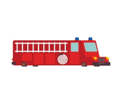 Fire engine car cartoon style. Big red car vector illustration Stock Illustration