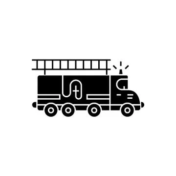 Fire engine - car icon, vector illustration, black sign on isolated background Stock Illustration