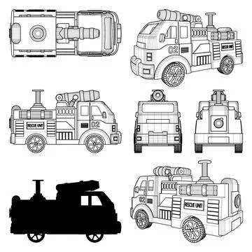 Fire Engine Car Vector. Stock Illustration