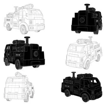 Fire Engine Car Vector. 스톡 일러스트
