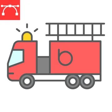 Fire engine color line icon Stock Illustration