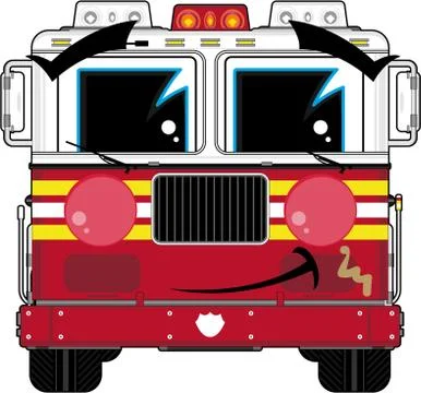 Fire Engine with Cute Face Иллюстрация