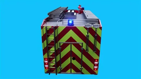 Fire engine driving fast. realistic flashing lights. 4K green screen isolate Stock Footage 328544457