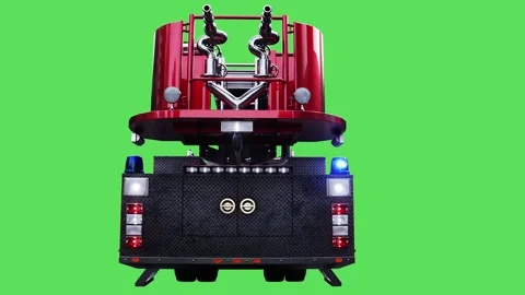 Fire engine driving fast. realistic flashing lights. 4K green screen isolate Stock Footage 328545046