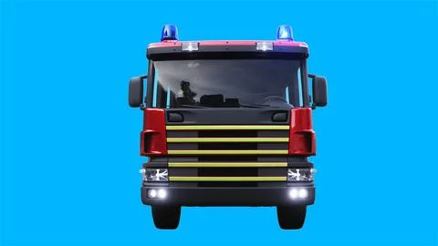 Fire engine driving fast. realistic dynamic reflections on the car body.3d Illustrazione stock