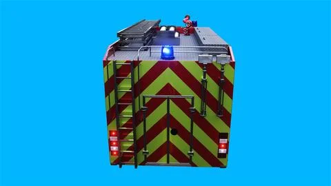 Fire engine driving fast. realistic dynamic reflections on the car body.3d Stock Illustration