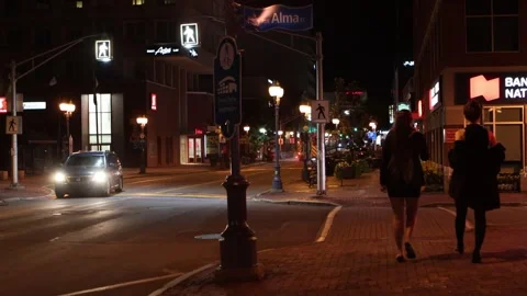 Fire Engine Driving Through Downtown Moncton at Night – August 24, 2024 Stock Footage 328035041