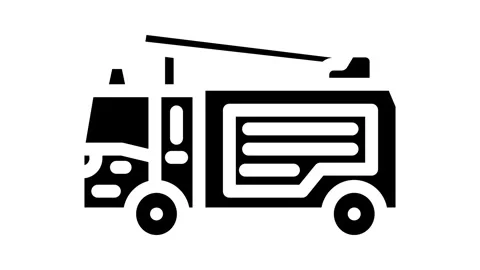 Fire engine emergency glyph icon animation Stock Footage 326744543