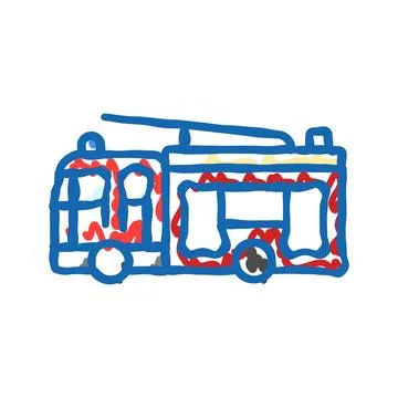 Fire engine emergency icon doodle illustration Stock Illustration
