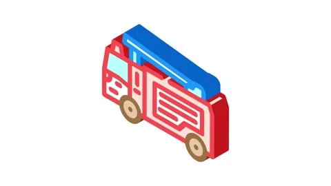 Fire engine emergency isometric icon animation Stock Footage 327291763